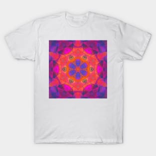 Mosaic Mandala Flower Purple Orange and Pink T-Shirt